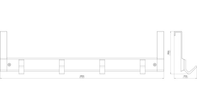 Türgarderobe Wangerland Aluminium - Kunststoff silber natur matt weiß - 486 mm lang  vor weißem Hintergrund