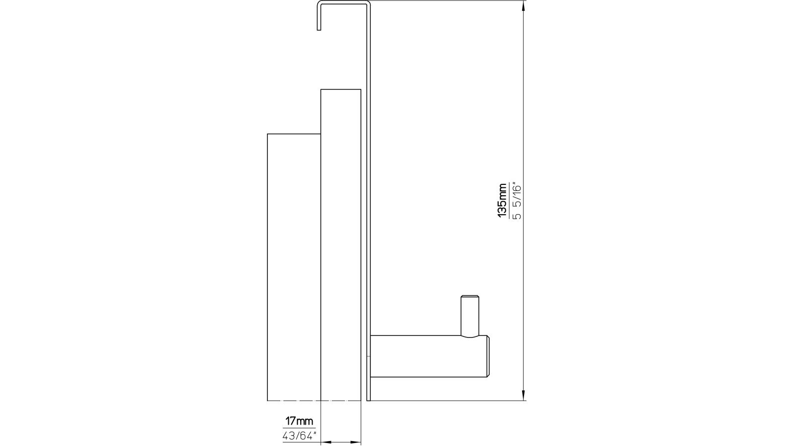 Türgarderobe Wolfratshausen Edelstahl fein geschliffen - 135 mm lang  vor weißem Hintergrund