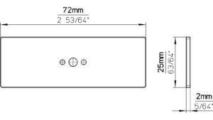 Unterlage Essenbach Stahl edelstahleffekt - 72 mm lang  vor weißem Hintergrund
