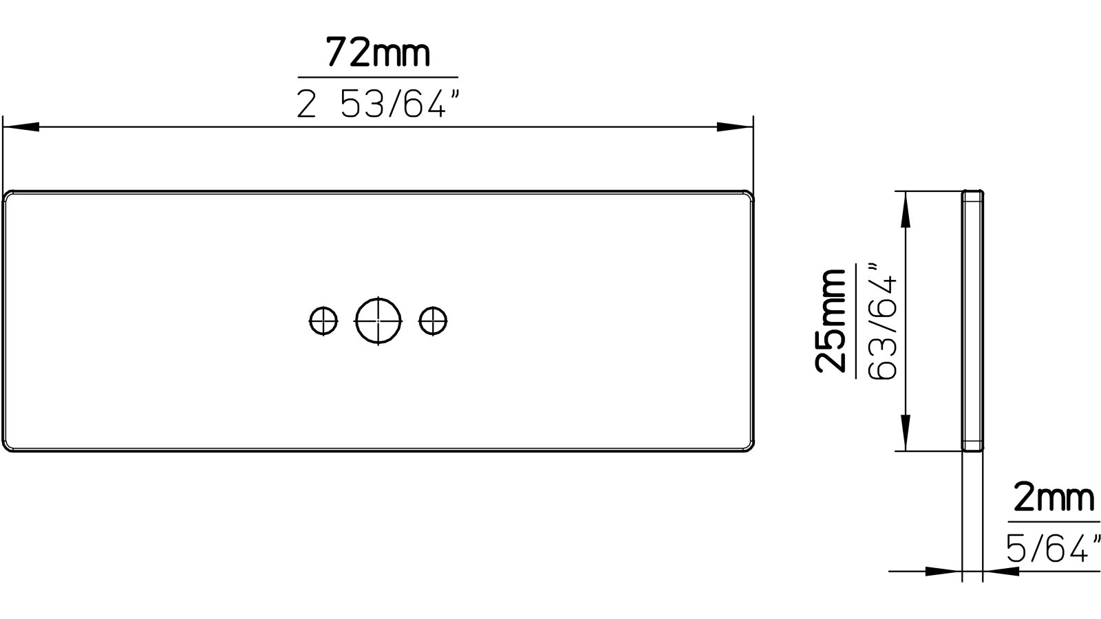 Unterlage Essenbach Stahl edelstahleffekt - 72 mm lang  vor weißem Hintergrund