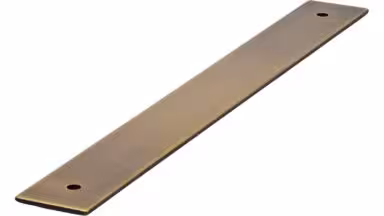 Unterlage Quakenbrück Druckguss messingfarbig getrommelt matt - 222 mm lang vor weißem Hintergrund