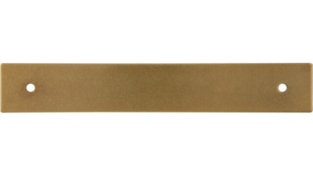 Unterlage Quakenbrück Stahl messingfarbig getrommelt matt - 158 mm lang  vor weißem Hintergrund
