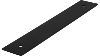 Unterlage Quakenbrück Stahl schwarz matt pulverbeschichtet - 158 mm lang vor weißem Hintergrund