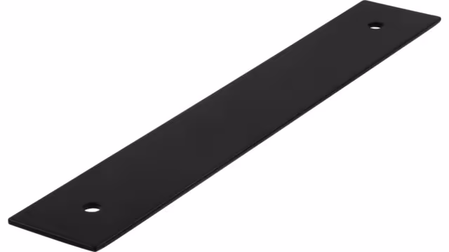 Unterlage Quakenbrück Stahl schwarz matt pulverbeschichtet - 158 mm lang vor weißem Hintergrund