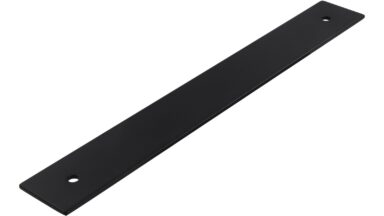 Unterlage Quakenbrück Stahl schwarz matt pulverbeschichtet - 160 mm lang vor weißem Hintergrund