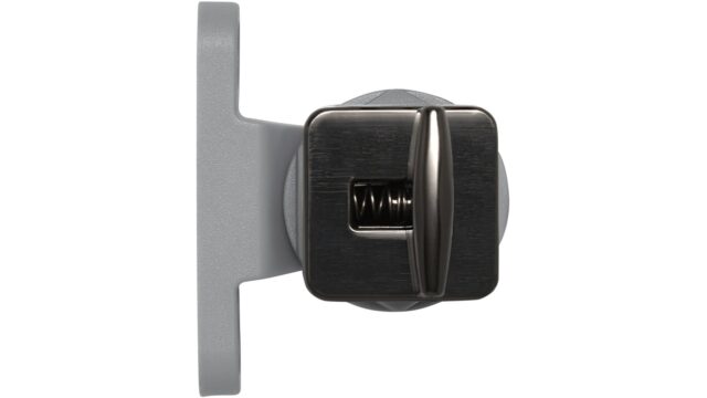 Verriegelung Keltern Druckguss Schwarz chrom - 58 mm lang  vor weißem Hintergrund