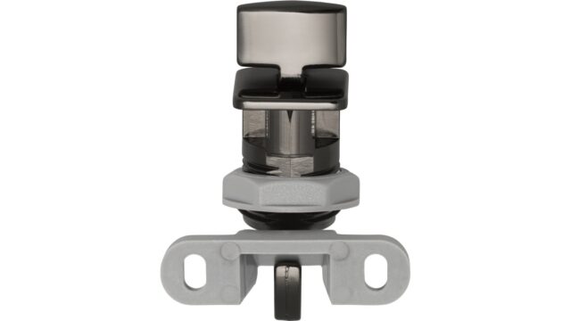 Verriegelung Keltern Druckguss Schwarz chrom - 58 mm lang  vor weißem Hintergrund