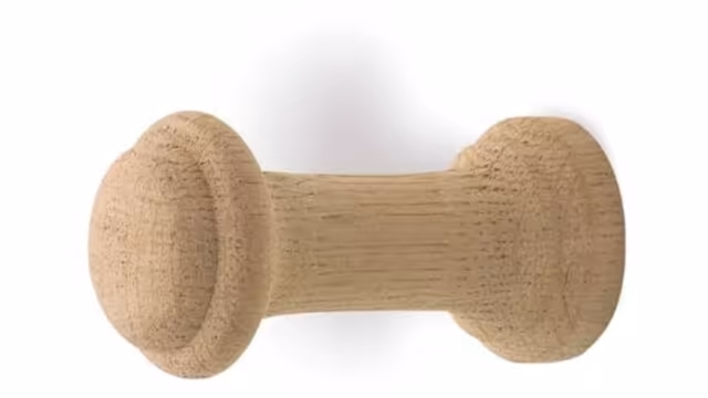 Haken Gladenbach Holz eiche roh - 30 mm lang  vor weißem Hintergrund