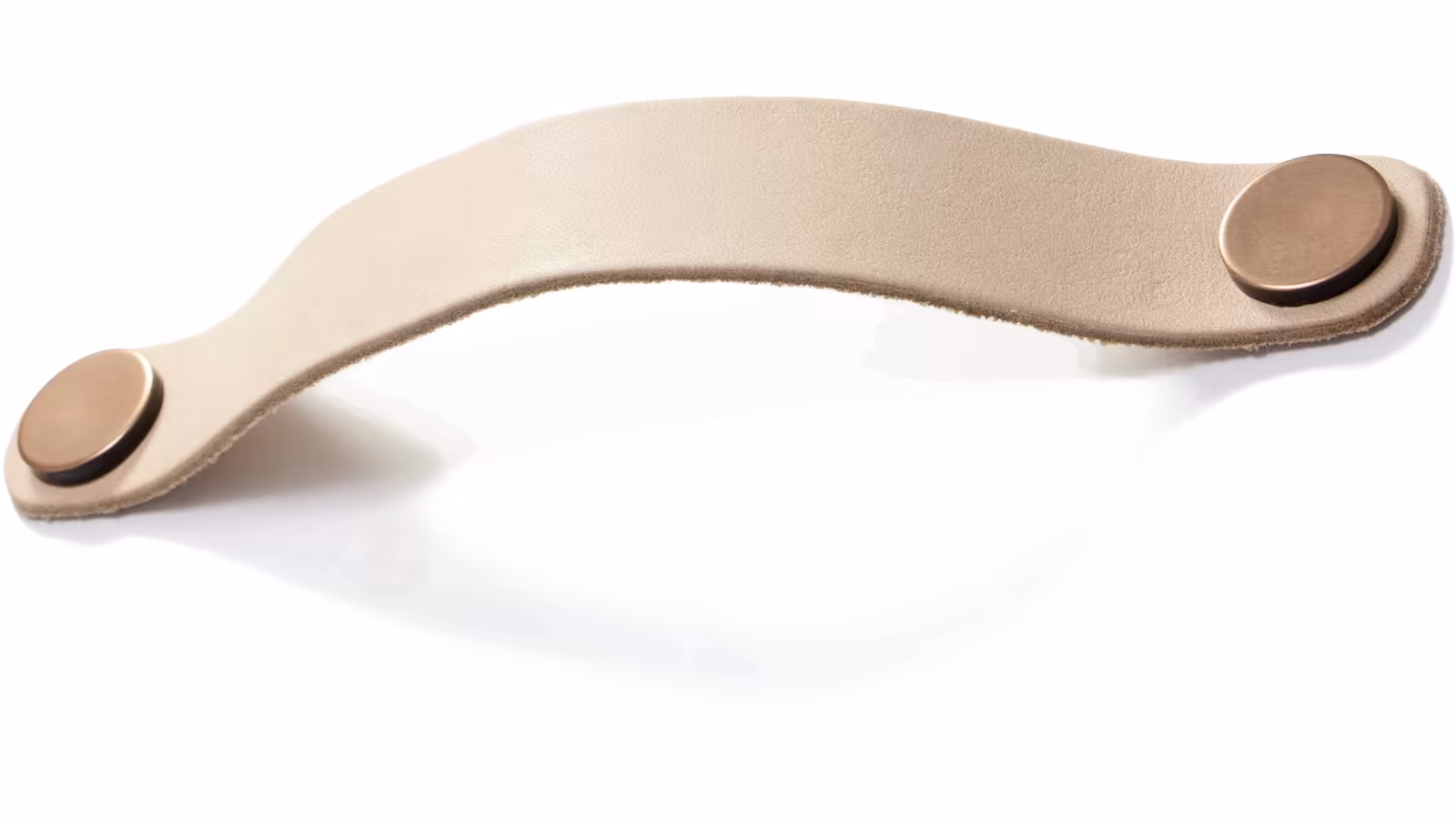 Griff Barby Leder - beige, Kunststoff Metallfolieneffekt - kupfer - 188 mm lang  vor weißem Hintergrund