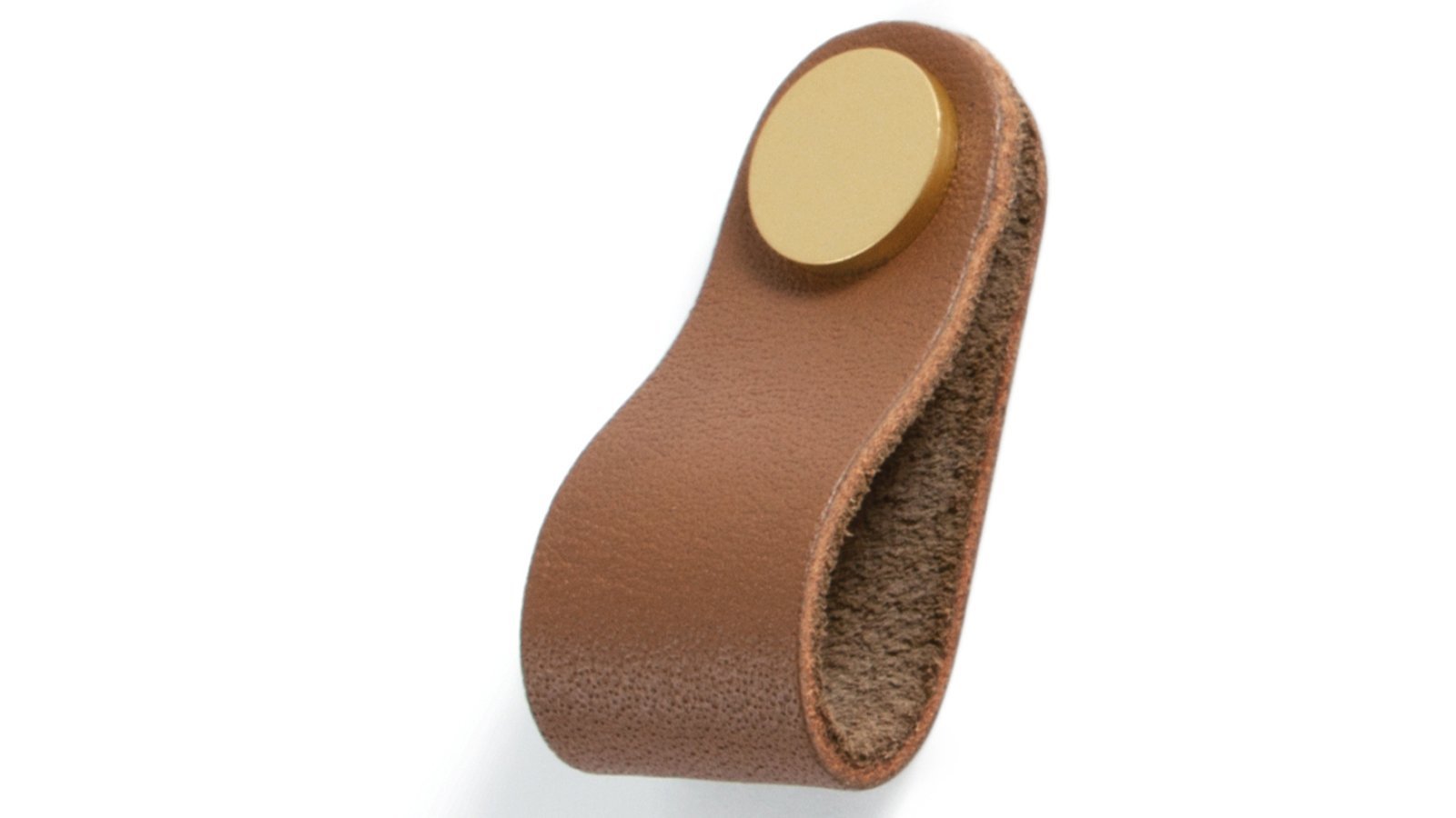 Knopf Barby Leder - braun, Kunststoff - gold - 70 mm lang  vor weißem Hintergrund