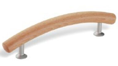 Stangengriff Wettenberg Holz - buche natur lackiert, Zinkdruckguß - chrom matt - 180 mm lang vor weißem Hintergrund