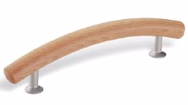 Stangengriff Wettenberg Holz - buche natur lackiert, Zinkdruckguß - chrom matt - 180 mm lang vor weißem Hintergrund