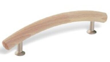 Stangengriff Wettenberg Holz - Druckguss buche roh matt vernickelt - 180 mm lang vor weißem Hintergrund