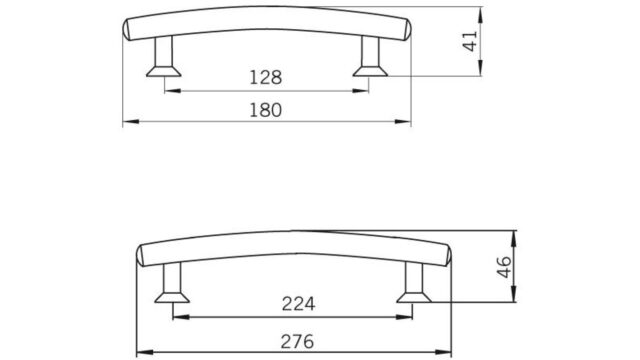 Stangengriff Wettenberg Holz - Druckguss buche roh matt vernickelt - 180 mm lang  vor weißem Hintergrund