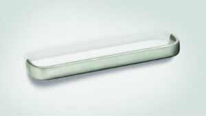Design-Bügelgriff Bad-Bentheim Edelstahl gebürstet - 104 mm lang  vor weißem Hintergrund