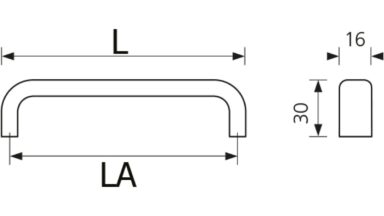 Design-Bügelgriff Bad-Bentheim Edelstahl gebürstet - 104 mm lang  vor weißem Hintergrund