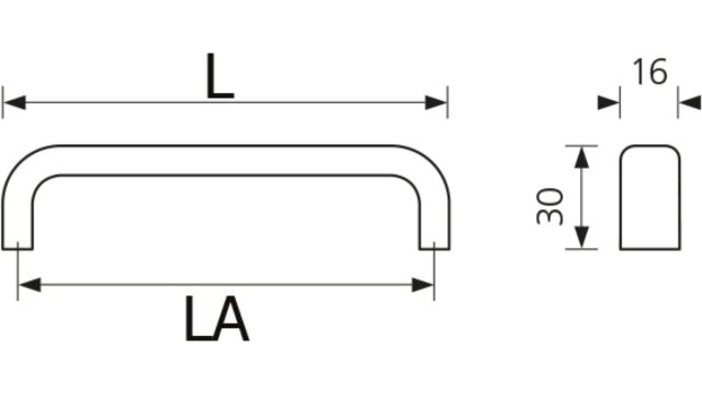 Design-Bügelgriff Bad-Bentheim Edelstahl gebürstet - 104 mm lang  vor weißem Hintergrund