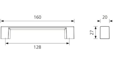 Design-Bügelgriff Blankenfelde-Mahlow Zamak verchromt matt - 160 mm lang  vor weißem Hintergrund