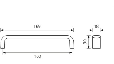 Design-Bügelgriff Blieskastel Zamak verchromt matt - 169 mm lang  vor weißem Hintergrund