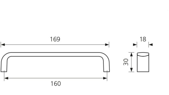Design-Bügelgriff Blieskastel Zamak verchromt matt - 169 mm lang  vor weißem Hintergrund