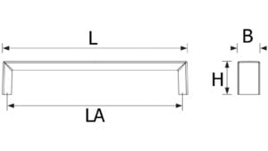 Design-Bügelgriff Filderstadt Zamak verchromt matt - 72 mm lang  vor weißem Hintergrund