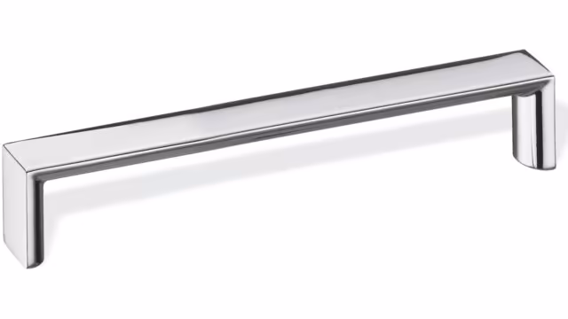 Design-Bügelgriff Filderstadt Zamak verchromt poliert - 72 mm lang vor weißem Hintergrund