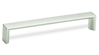 Design-Bügelgriff Filderstadt Zamak edelstahlfinish - 72 mm lang vor weißem Hintergrund