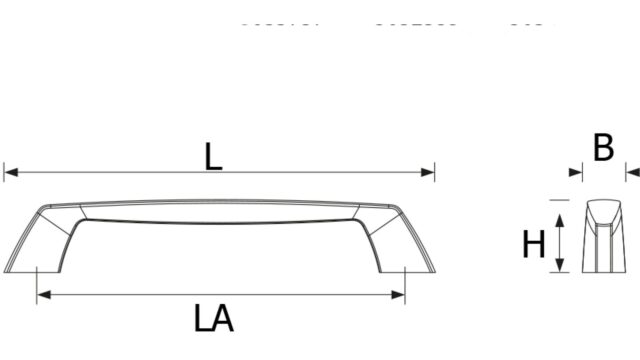 Design-Bügelgriff Kevelaer Zamak verchromt matt - 192 mm lang  vor weißem Hintergrund