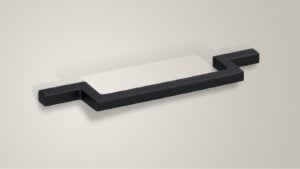 Design-Bügelgriff Leutkirch Zamak schwarz - 198 mm lang  vor weißem Hintergrund