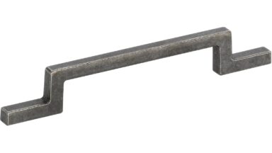 Design-Bügelgriff Leutkirch Zamak zinn antik - 198 mm lang vor weißem Hintergrund