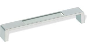 Design-Bügelgriff Strausberg Zamak verchromt matt - 202 mm lang  vor weißem Hintergrund