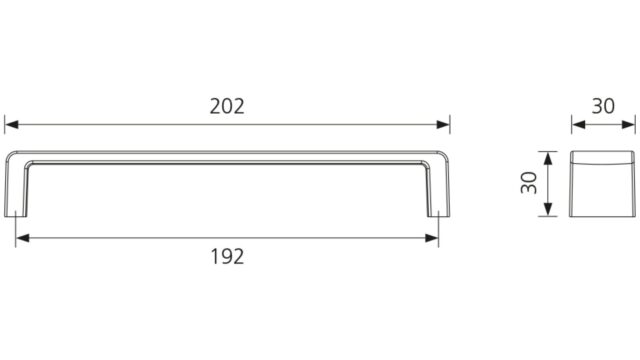 Design-Bügelgriff Strausberg Zamak verchromt matt - 202 mm lang  vor weißem Hintergrund