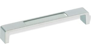 Design-Bügelgriff Strausberg Zamak vernickelt matt - 202 mm lang  vor weißem Hintergrund