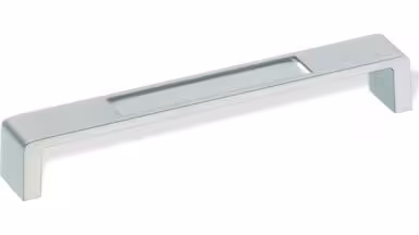 Design-Bügelgriff Strausberg Zamak vernickelt matt - 202 mm lang  vor weißem Hintergrund