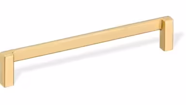 Design-Bügelgriff Waren Zamak vergoldet matt - 170 mm lang vor weißem Hintergrund