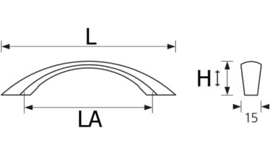 Design-Segmentbogengriff Bad-Salzuflen Zamak verchromt poliert - 126 mm lang  vor weißem Hintergrund