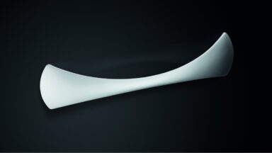 Design-Segmentbogengriff Sankt-Augustin Zamak edelstahlfinish - 157 mm lang  vor weißem Hintergrund