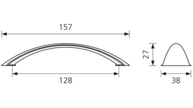 Design-Segmentbogengriff Sankt-Augustin Zamak edelstahlfinish - 157 mm lang  vor weißem Hintergrund