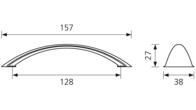 Design-Segmentbogengriff Sankt-Augustin Zamak edelstahlfinish - 157 mm lang  vor weißem Hintergrund
