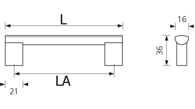 Design-Stangengriff Schwarzenbek Aluminium silber eloxiert - 140 mm lang  vor weißem Hintergrund