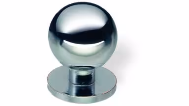 Designknopf Bad-Salzungen Messing verchromt poliert - 20 mm lang vor weißem Hintergrund