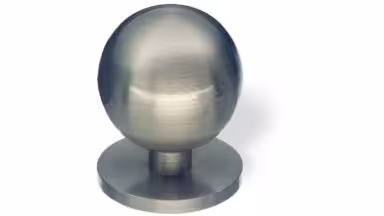 Designknopf Bad-Salzungen Messing edelstahlfinish - 30 mm lang vor weißem Hintergrund