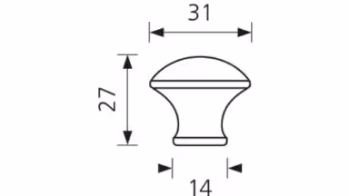 Designknopf Dingolfing Messing vernickelt matt - 31 mm lang  vor weißem Hintergrund