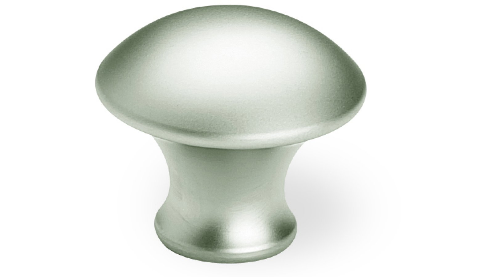 Designknopf Dingolfing Messing vernickelt matt - 31 mm lang  vor weißem Hintergrund