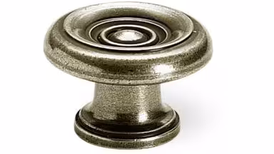 Designknopf Herrenberg Zamak messing brüniert - 32 mm lang vor weißem Hintergrund