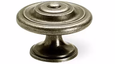 Designknopf Rheinberg Zamak messing brüniert - 35 mm lang vor weißem Hintergrund