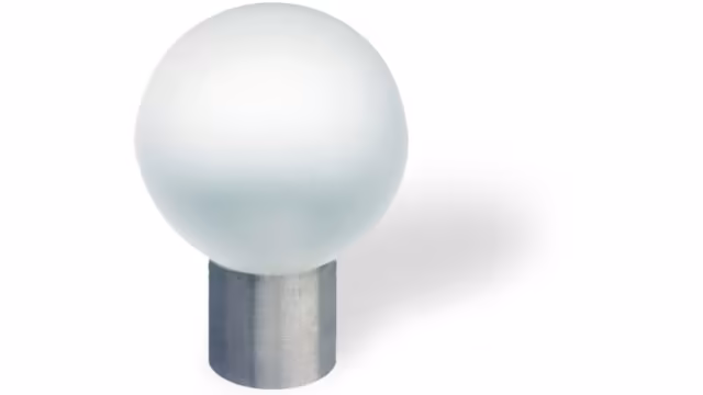 Designknopf Sylt Edelstahl gebürstet / Glas transparent matt - 25 mm lang  vor weißem Hintergrund