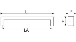 Gehrungsgriff Bad-Aibling Edelstahl gebürstet - 108 mm lang  vor weißem Hintergrund