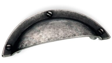 Griffschale Lingen Zamak zinn antik - 92 mm lang  vor weißem Hintergrund