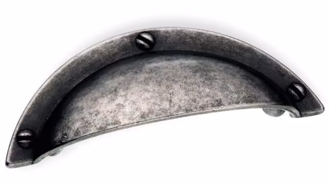 Griffschale Lingen Zamak zinn antik - 92 mm lang  vor weißem Hintergrund